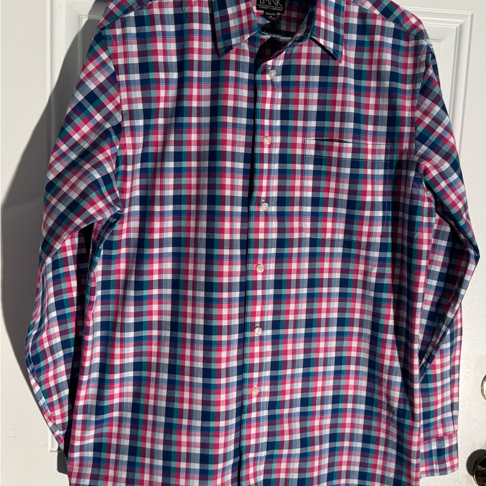 Jos. A. Bank Blue and Pink Plaid Shirt